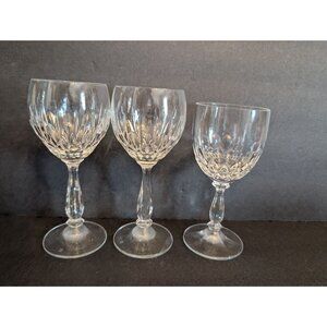 Set Of 3 Zweisel President Crystal Cut Glass Wine Goblets